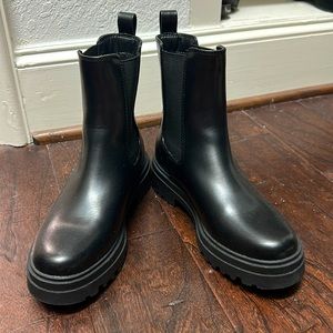 Black Combat Boots, Slip On